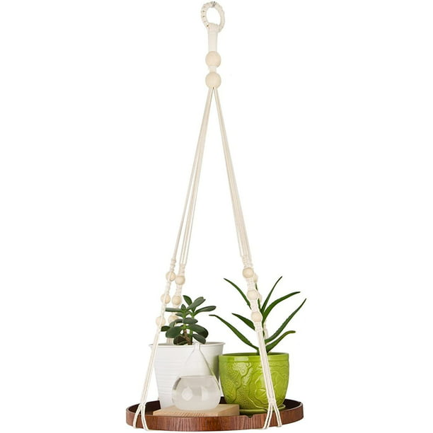 Mkono Macrame Plant Hangers Indoor Hanging Planter Shelf Decorative Flower Pot Holder Boho Bohemian Home Decor 45L